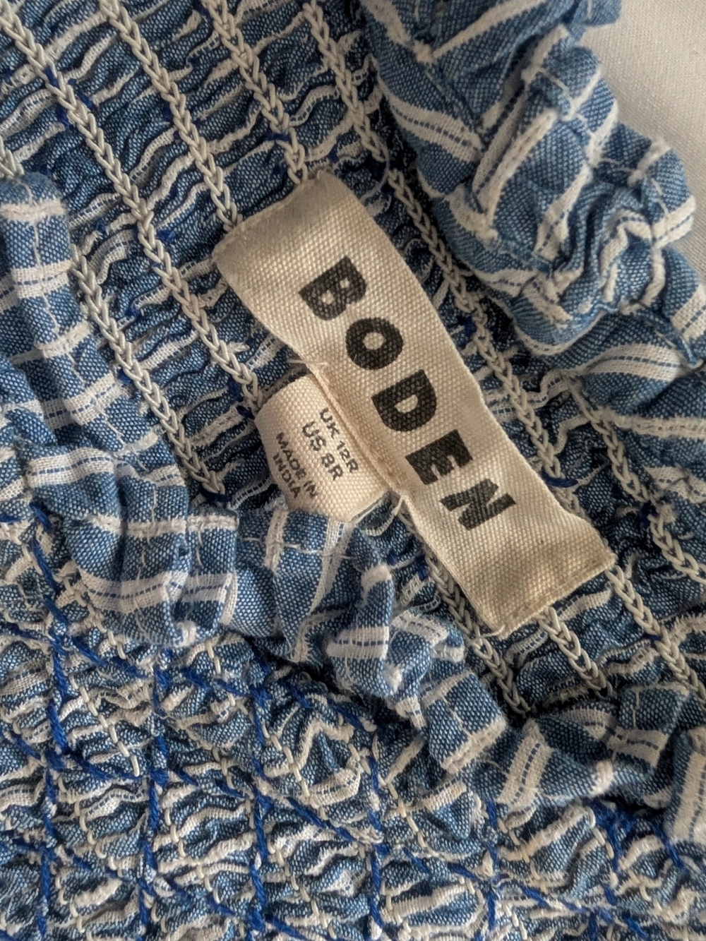 Boden Blue and White Striped Smocked Dress - Picture 3 of 5